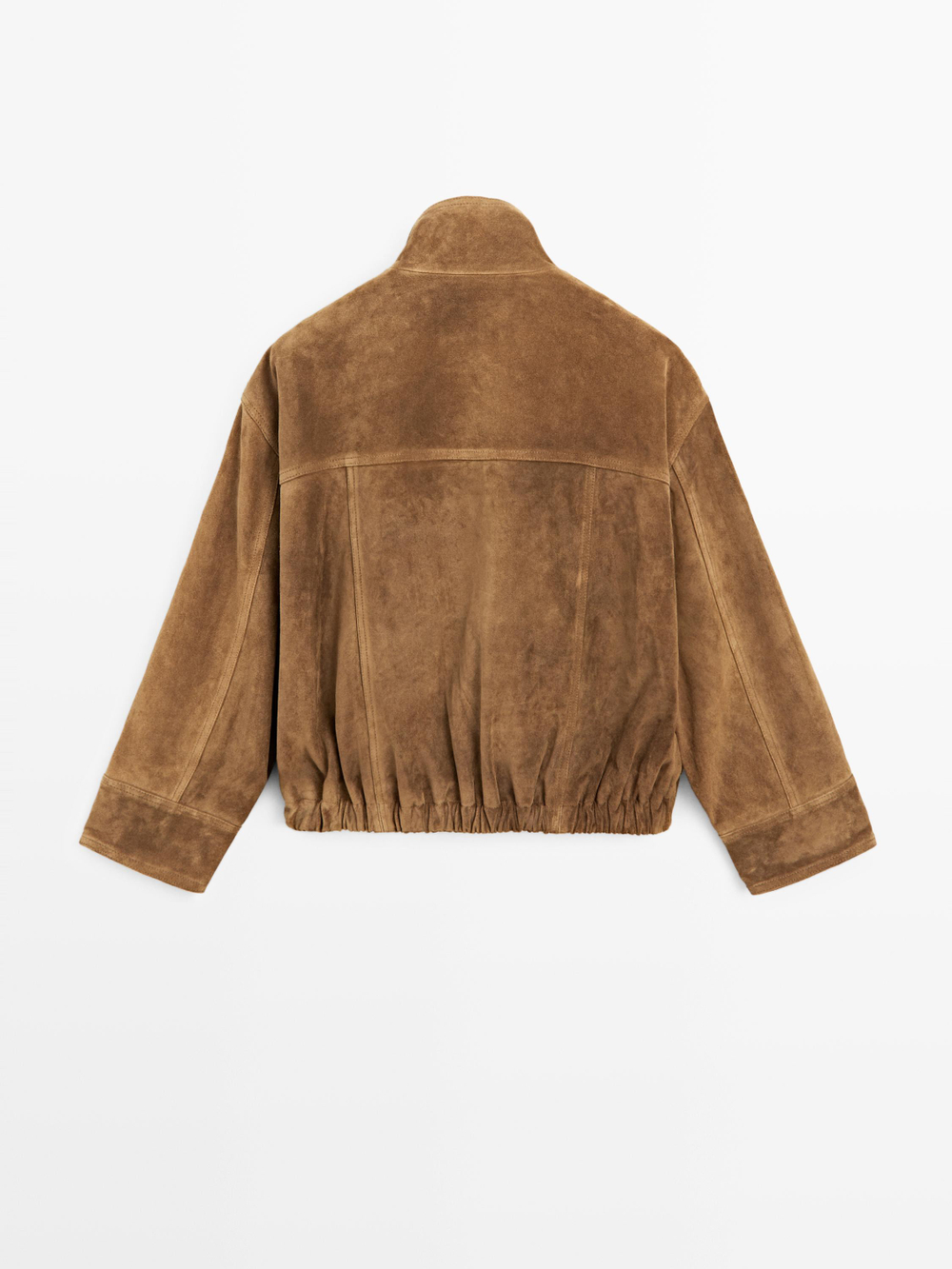 Massimo Dutti Короткий замшевый бомбер, цвет верблюжьей шерсти
