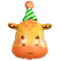 Шар-фигура, фольга, "Жираф в колпаке. Голова" (Веселая Затея), 29"/74 см, инд. уп.
