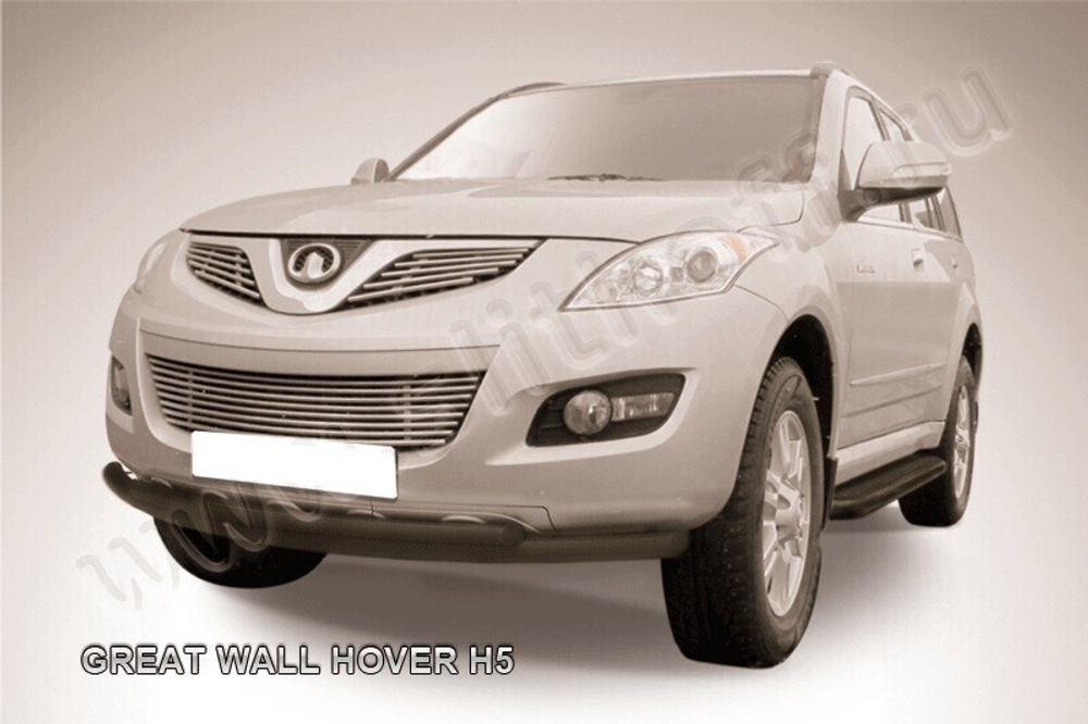 Защита переднего бампера Great Wall Hover H5 (2010-2017) d57+d42 черная