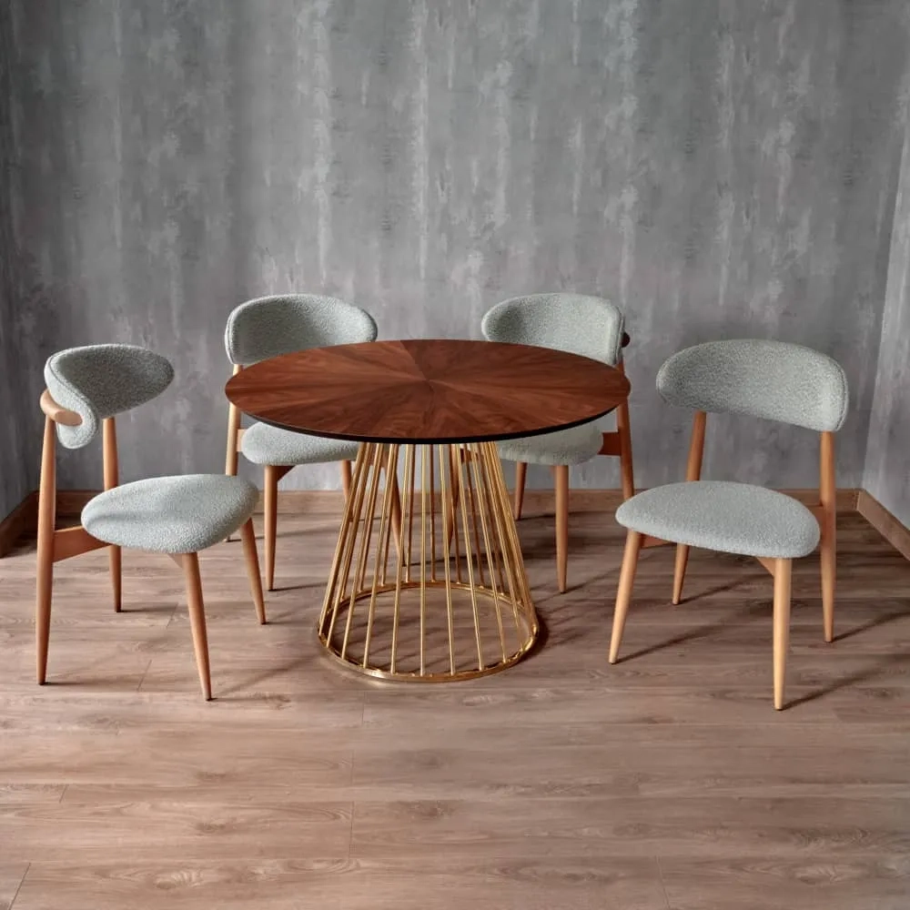 Стул Bradex Home Lucas светло-серый букле с ножками цвета орех