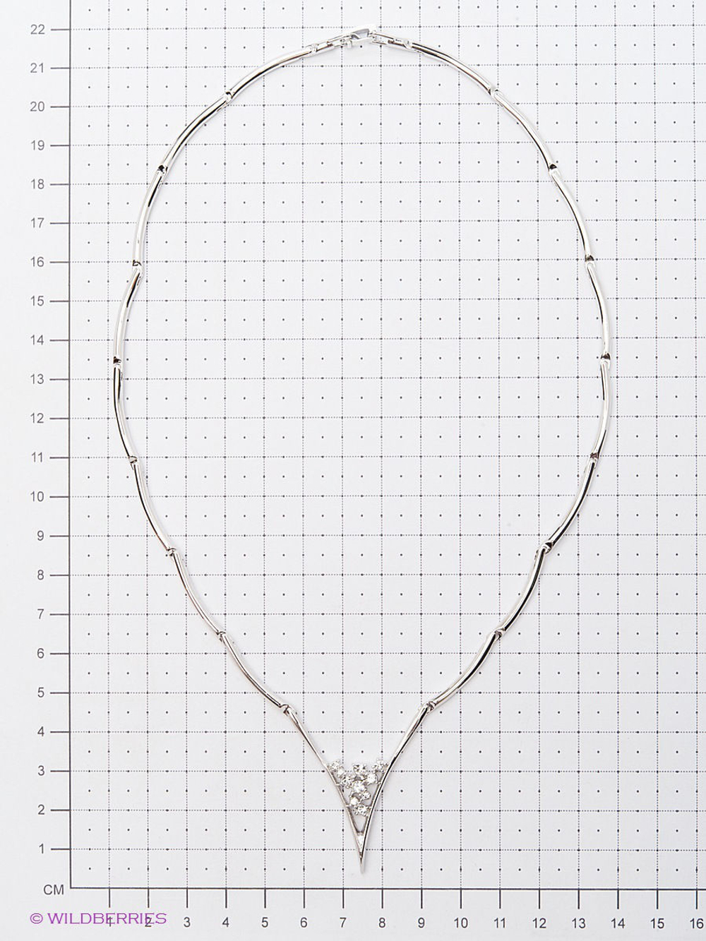 "Клауза" колье в родиевом покрытии из коллекции "Constanta" от Jenavi с замком карабин