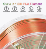 Трехцветный пластик PLA Silk Tri-Color 1.75 мм 1 кг (красный, золотой, фиолетовый)