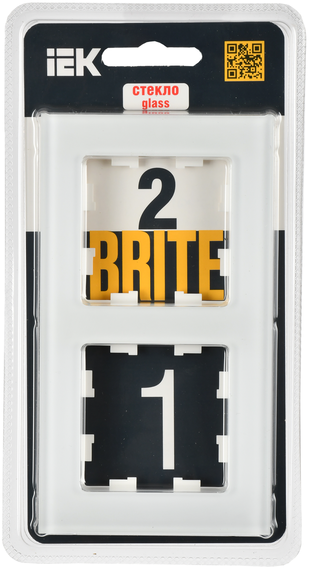 BRITE Рамка 2-местная РУ-2-2-Бр стекло белый матовый IEK