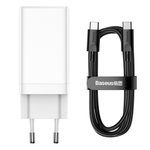 Зарядное устройство + Кабель Baseus GaN3 Pro Fast Charger 2C+U 65W Set - White