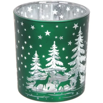 Подсвечник «Снежный лес» 8,5*10 см, Изумруд