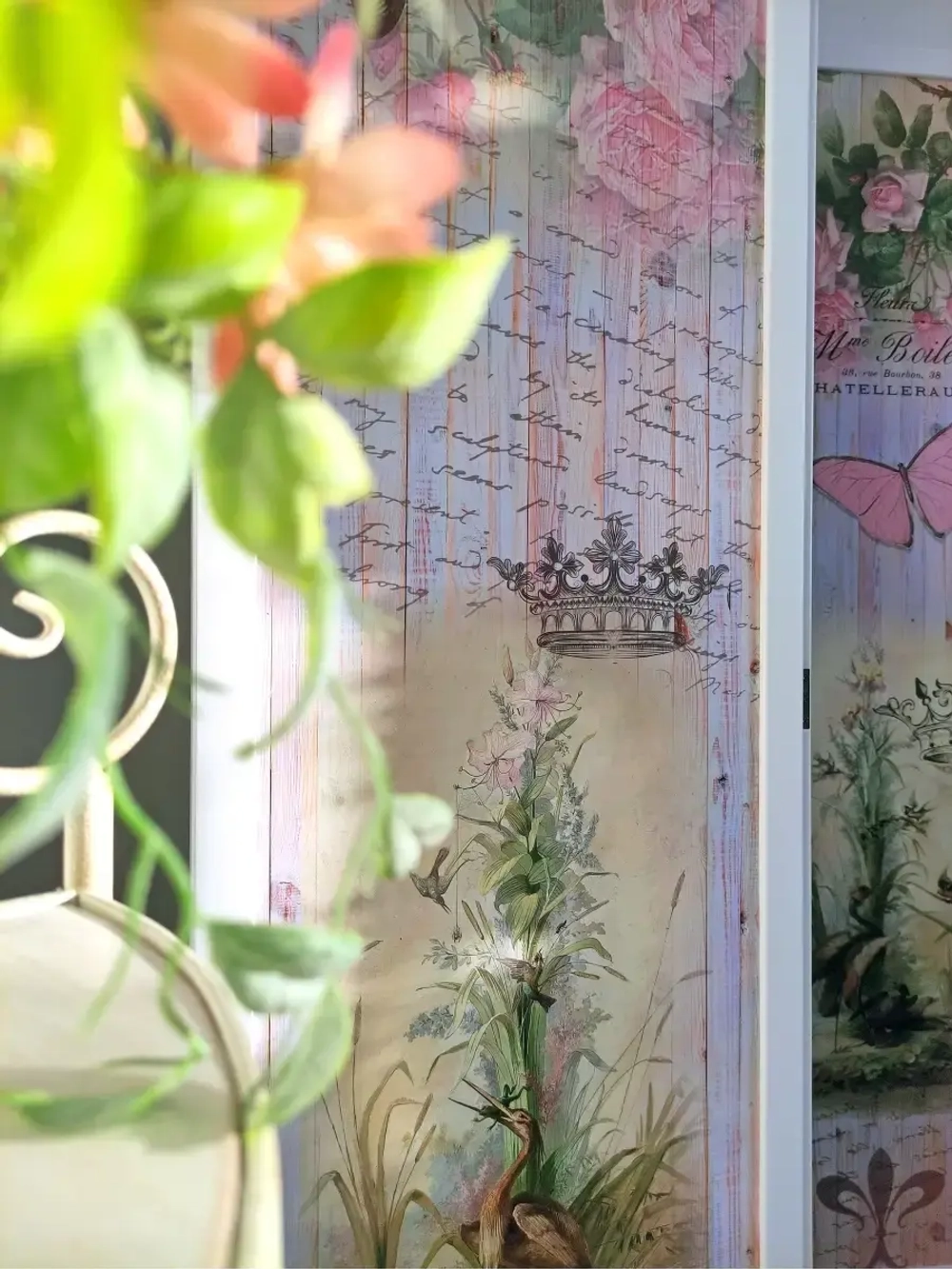 Ширма из массива дерева "Птички" 180см