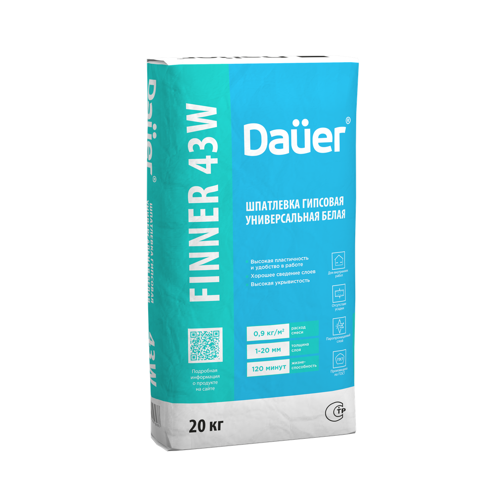 Dauer FINNER® 43W Шпатлевка гипсовая универсальная белая
