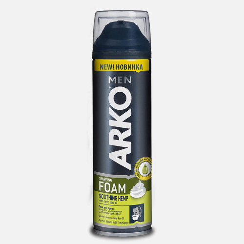Пена для бритья ARKO MEN Hemp, успокаивающий эффект, 200мл