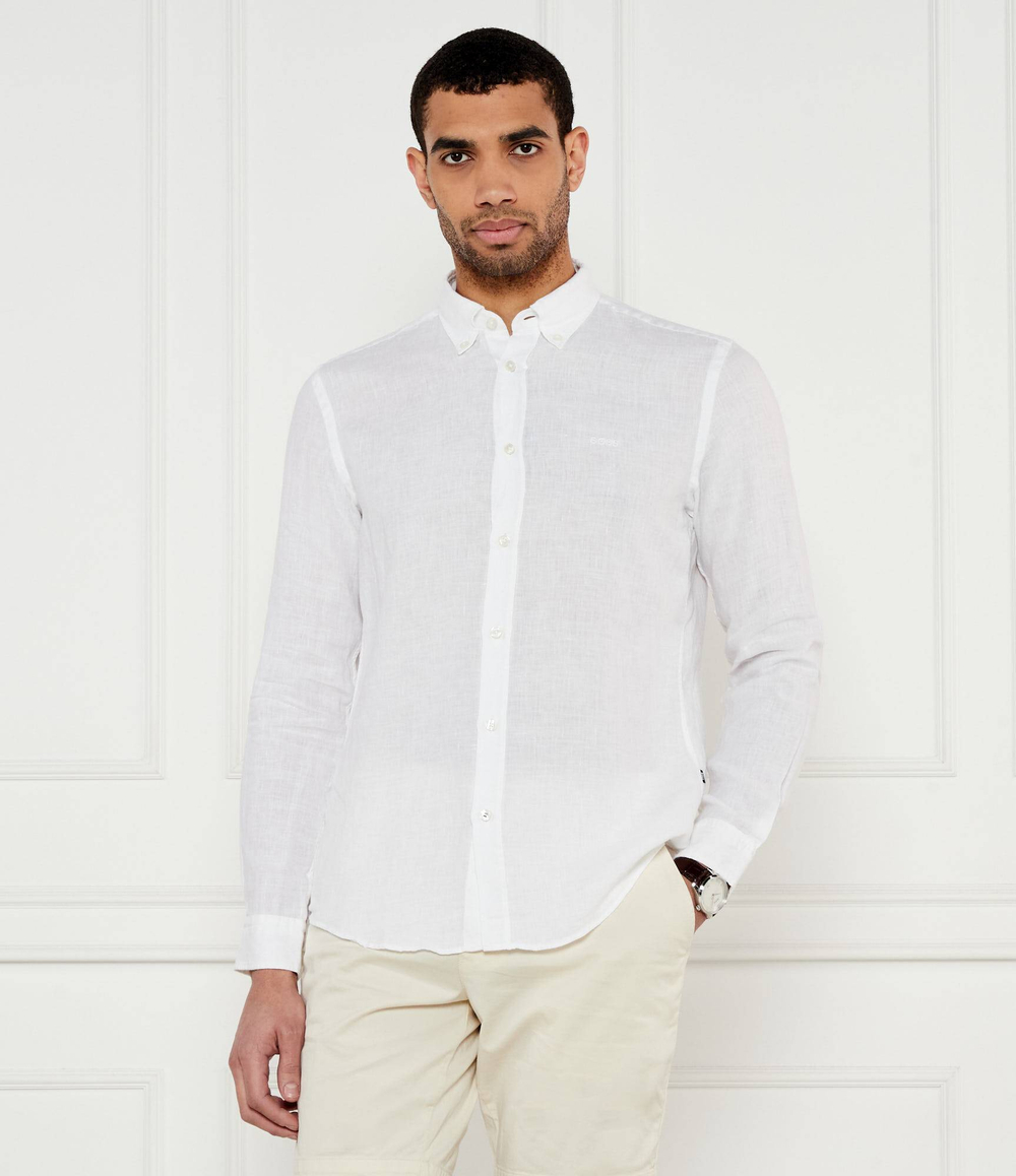 Льняная рубашка H-ROAN-BD-E-C1-243 BOSS BLACK - белый(50520283)