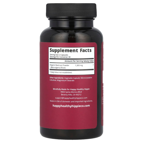 Happy Healthy Hippie, Heart Beet, органическая свекла, 60 капсул (650 мг на капсулу)