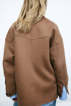 H&M Куртка-рубашка ручной работы из смесовой шерсти, коричневый