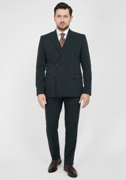 Мужской двубортный костюм (изумрудный) В91