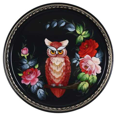 Жостовский поднос декоративный, размер 30 см (A9), металлический