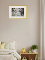 Картина авторская акварельная в паспарту 30х40 см на стену для интерьера "Пейзаж в стиле Фрэнк Эбера"