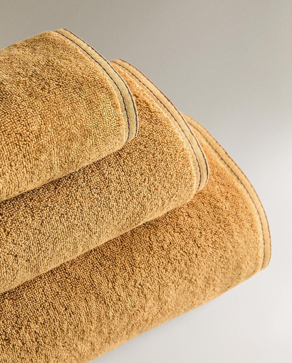 Zara Home - Двойное стежковое банное полотенце, желтый, 50х90 см