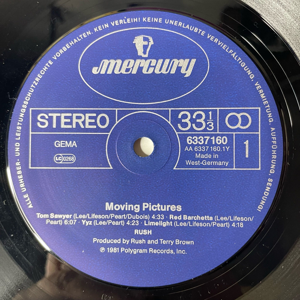 Винтажная виниловая пластинка LP Rush Moving Pictures (Германия 1981) Tom Sawyer