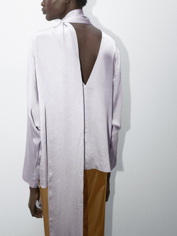 Massimo Dutti Свободная рубашка с глубоким вырезом на спине, пурпурный