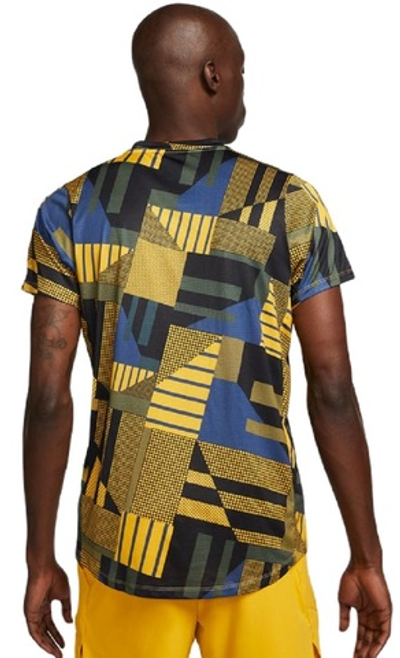 Футболка мужская теннисная Nike Court Dri-Fit Adventage Printed Crew Top - yellow ochre/white