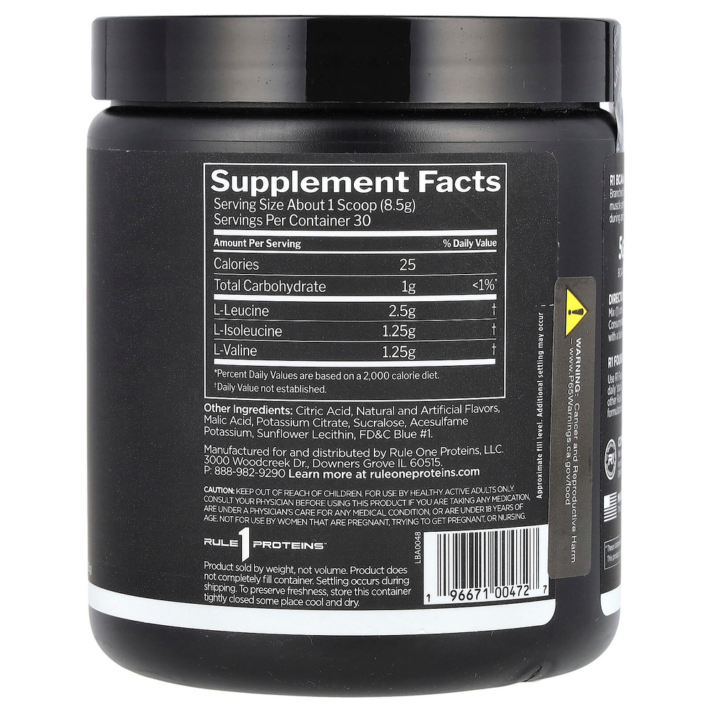Rule One Proteins, BCAA, голубая малина, 255 г (8,99 унции)