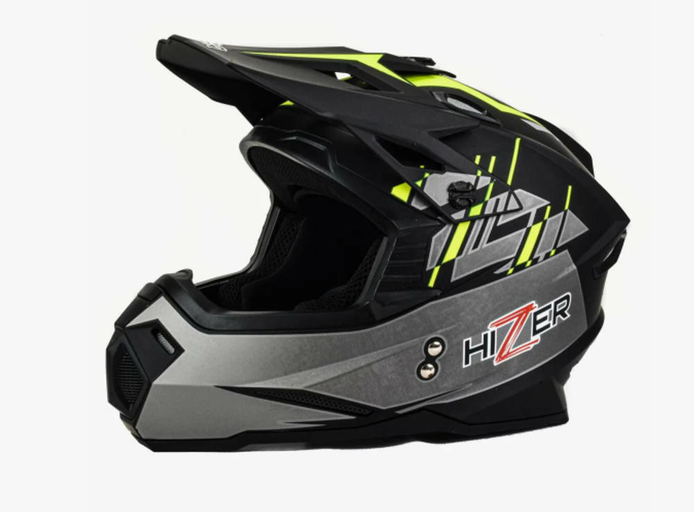 Шлем мото кроссовый HIZER J6801, размер XL gray/lemon