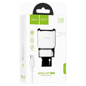 СЗУ USB Hoco C59A (12W, 2 порта, кабель MicroUSB) Белый