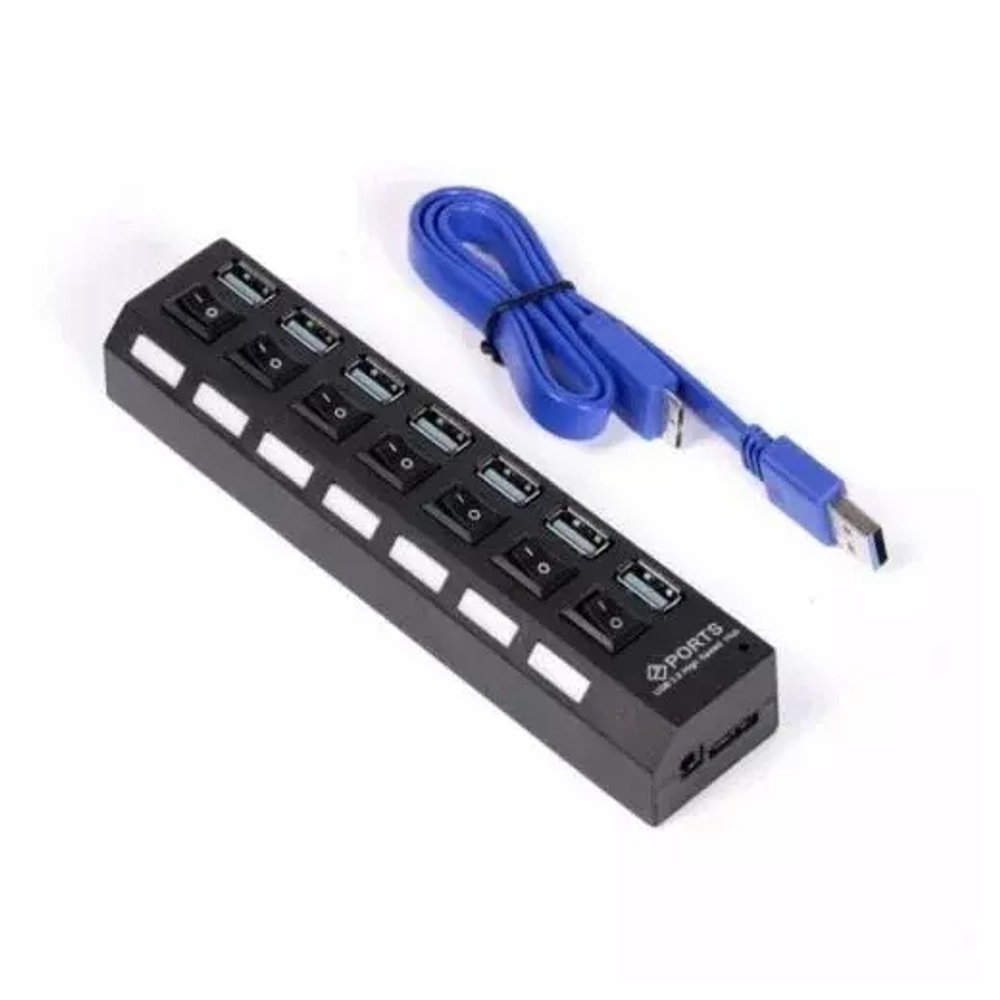 USB-Концентратор 7-USB-порта Smartbuy SBHA-7307-B  USB-3.0 с выключателем чёрный