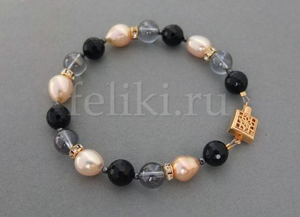 браслет из агата и хрусталя (б-0803-16)