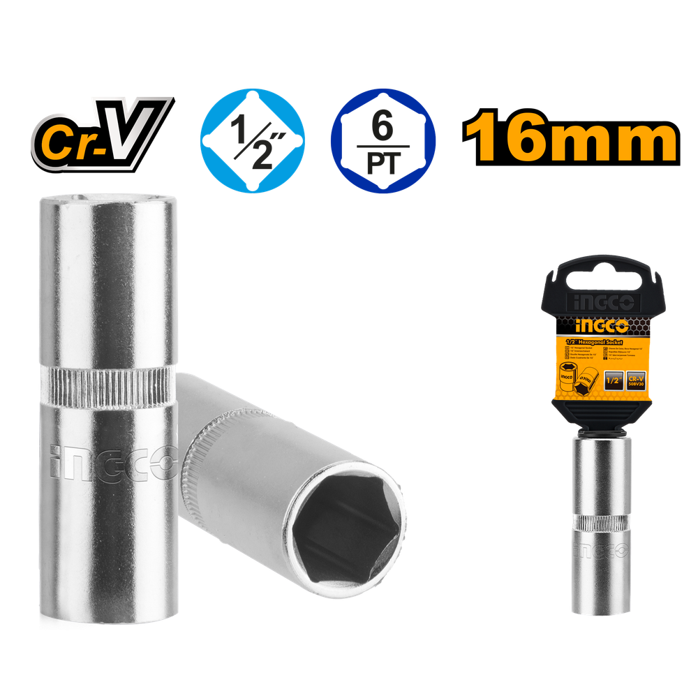 Головка свечная 1/2" 16 мм INDUSTRIAL