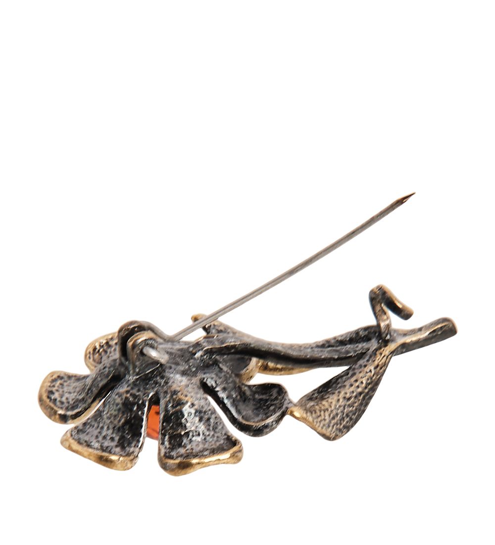 AM-2316 Брошь «Василек» (латунь, янтарь)