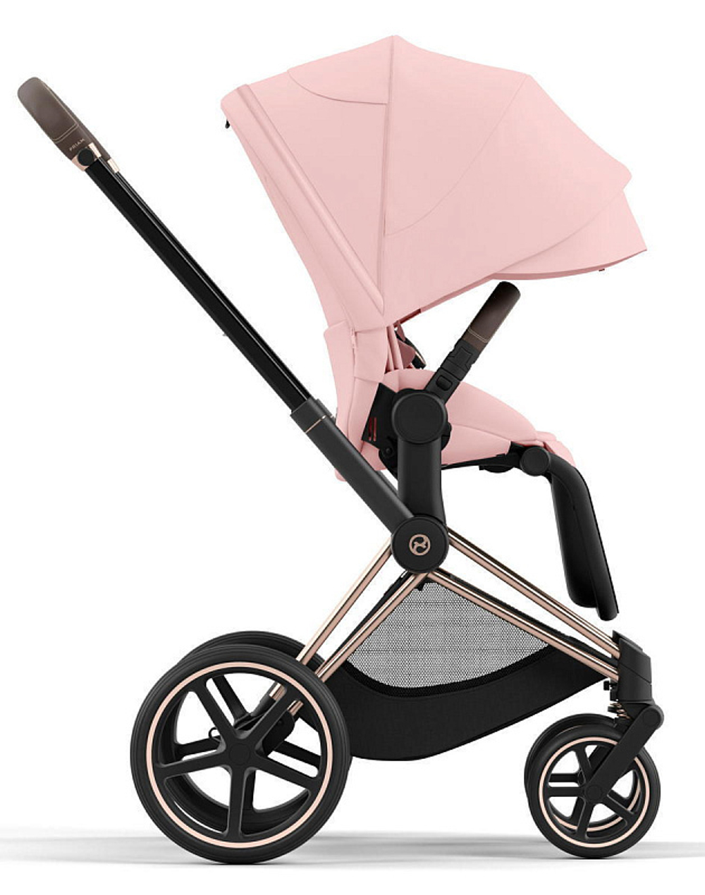 Коляска 3 в 1 Cybex Priam IV Rosegold complete и автокресло Cloud T i-Size Sepia Black Plus Peach Pink