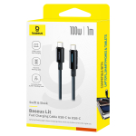 USB-C Кабель Baseus Lit Button-Control Charging+Data 100W 1-2m - Cosmic Black
