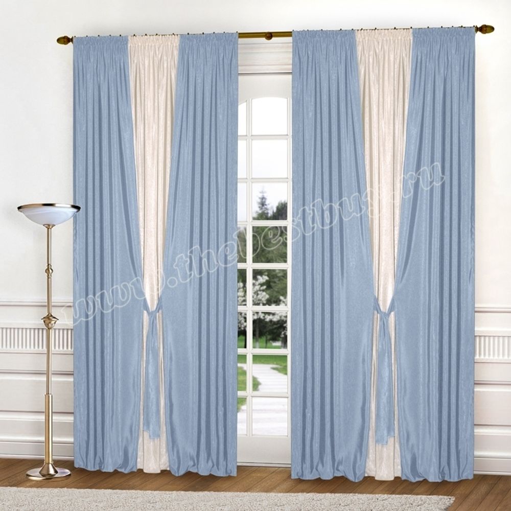 Готовые шторы для гостиной и спальни: Валентино (арт. А30-304-7)  - (240х270)х2 см. -  голубой (A)