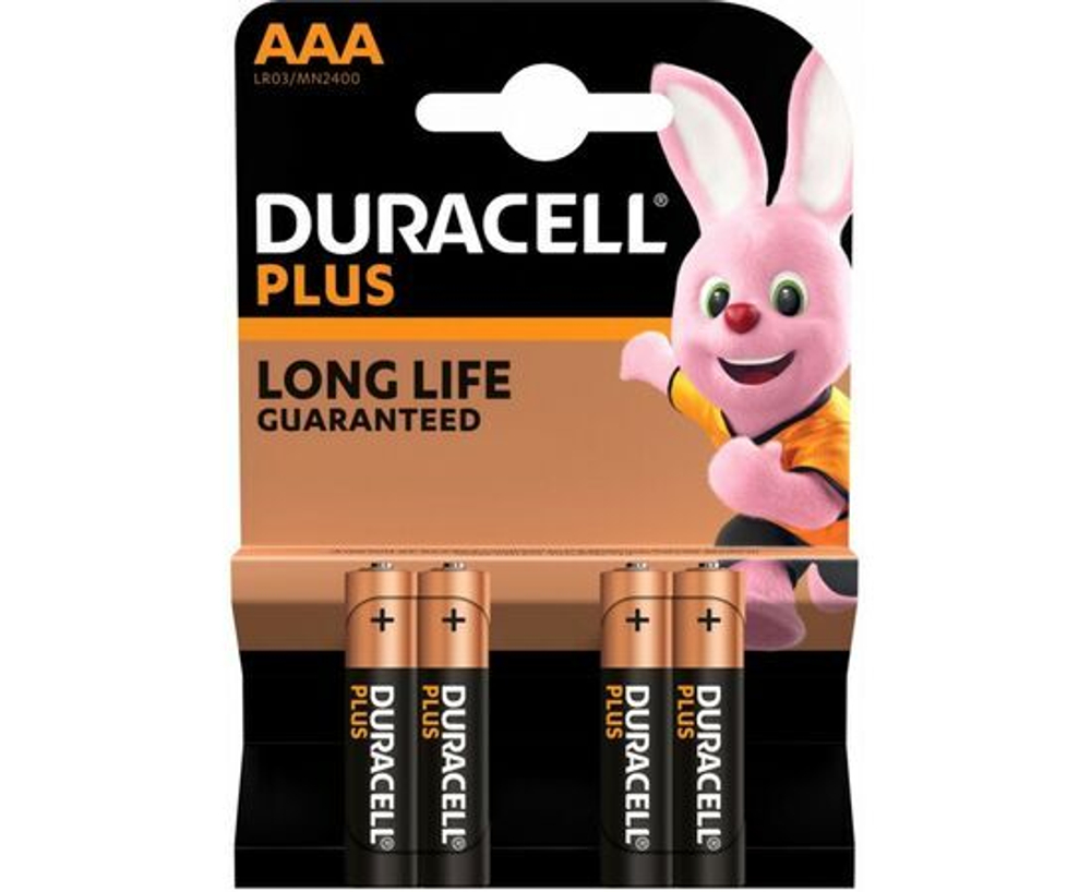 Батарейка Duracell LR03/AAA Alkaline Plus MN2400 BL4 , 4шт.