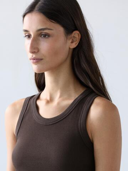 Massimo Dutti Футболка из смесовой хлопковой ткани, коричневый