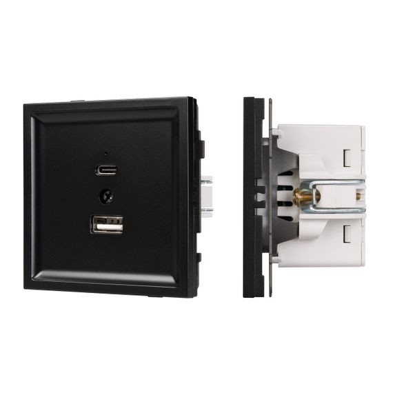Механизм USB розетки SCT-TENDO-MUAC-PL-BK (5V, 3A, QC3) Arlight 054095