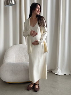 Комплект вязаный, платье-майка, с укороченным кардиганом