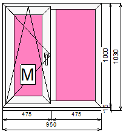 Пластиковое окно 1000 х 950 ТермА Эко + Москитная сетка