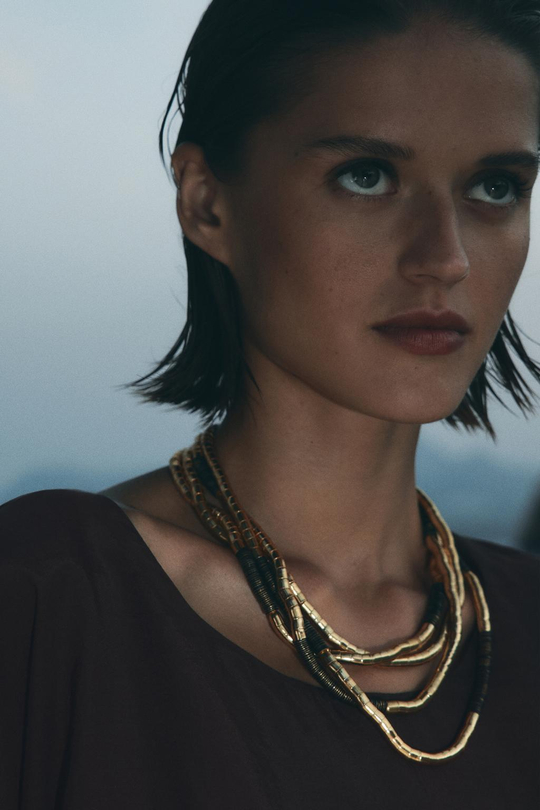 ZARA ОЖЕРЕЛЬЕ ИЗ КОМБИНИРОВАННЫХ ЭЛЕМЕНТОВ, ЗОЛОТИСТЫЙ