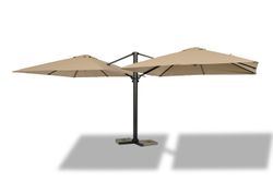 "Фабриано" зонт двухкупольный 3x3м на алюминиевой опоре, тент бежевый