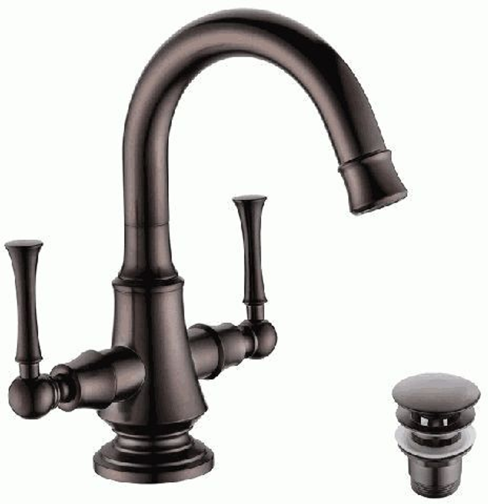 смеситель умывальник LEMARK Peretto c донным клапаном, чёрный кофе LM6307RB