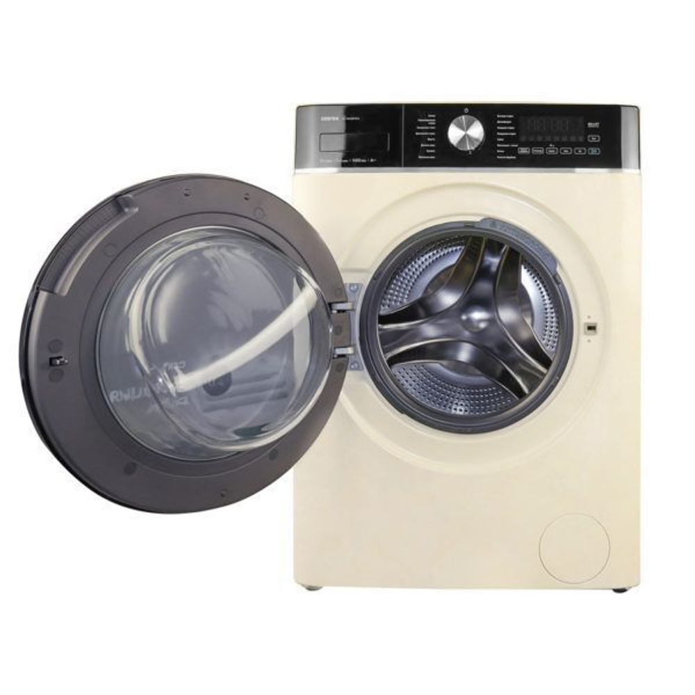Стиральная машина Centek Inverter с сушкой CT-1962 (бежевая), режим Smart, сенсорное управление, загрузка белья 8/5 кг (стирка/сушка), функция пар, догрузка белья,1400 об/мин, 17 программ, А+++, воздушная стирка