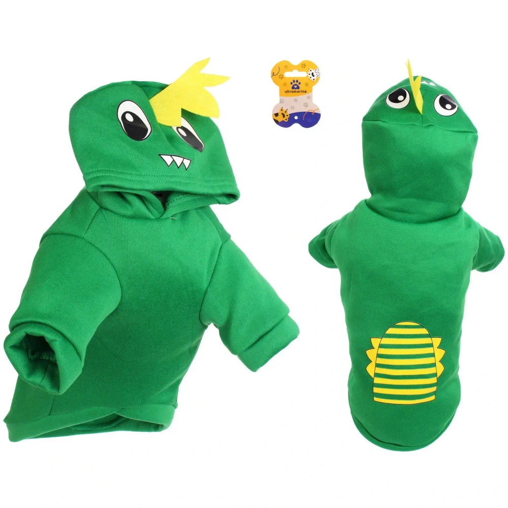 Кофта - толстовка с капюшоном для собак мелких пород «МОДНЫЙ БРО», динозаврик, размер L (50*35*26см) Ultramarine