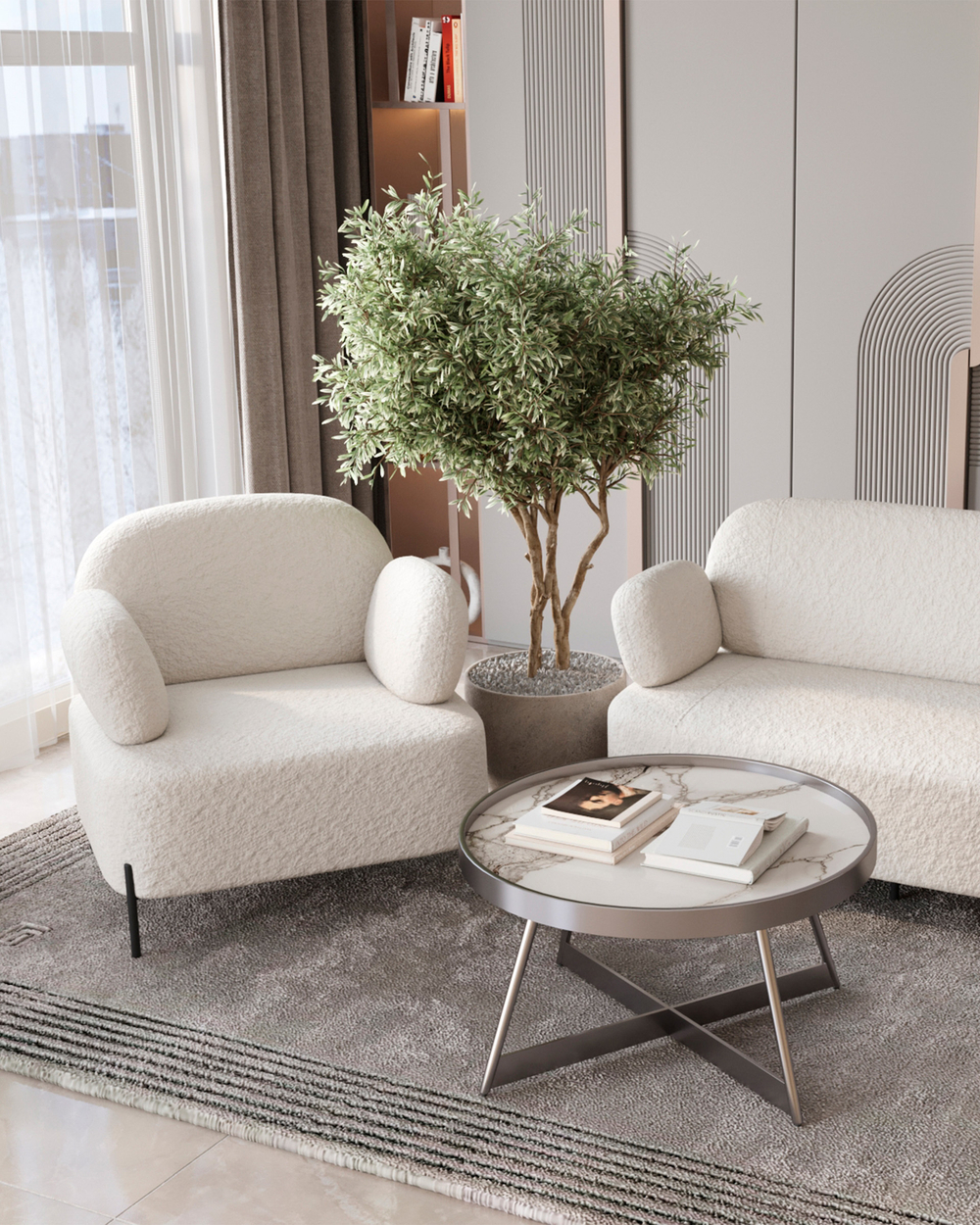 Кресло Кэнди ткань букле белый