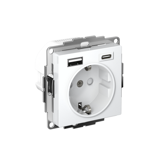 Розетка AtlasDesign 16А с 2-мя заряд. устройствами USB тип A+C 5В/2.4А/3.0А 2х5В/1.5А механизм лотос SE ATN001332