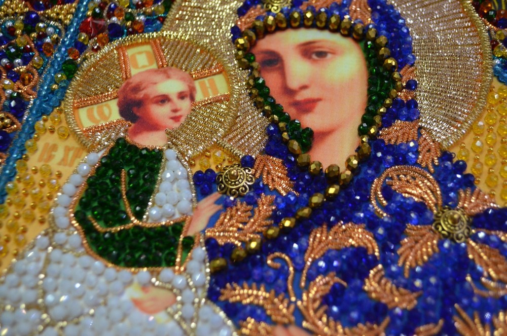 Принт-И10 Ткань с нанесенной авторской схемой Богородица Иерусалимская