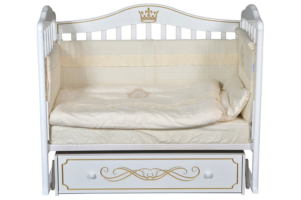 Детская кроватка ByTwinz Milania 2 универсальный маятник слоновая кость