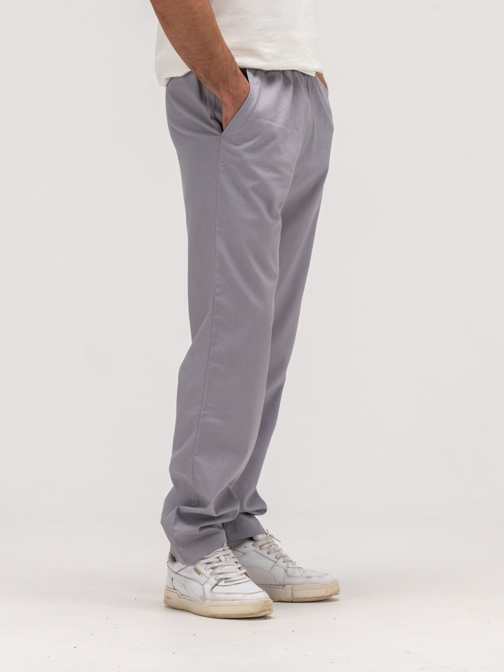 Джоггеры льняные. Грей