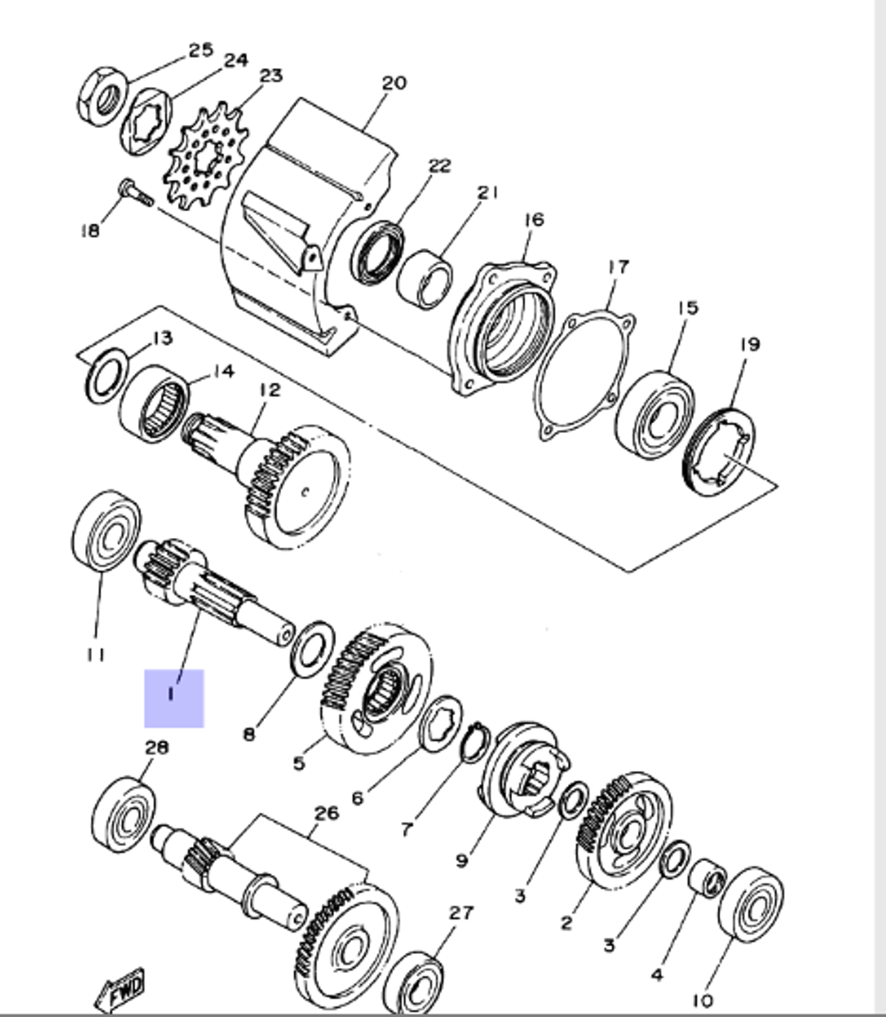 Вал трансмиссии первичный Yamaha 3FA174110000