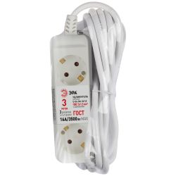 Удлинитель электрический ЭРА U-3e-3m-3x1,5 с заземлением 3 розетки 3м ПВС 3x1,5мм2 16А