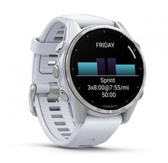 Умные часы Garmin Fenix 8, 43 мм, AMOLED, Silver with White Stone silicone band